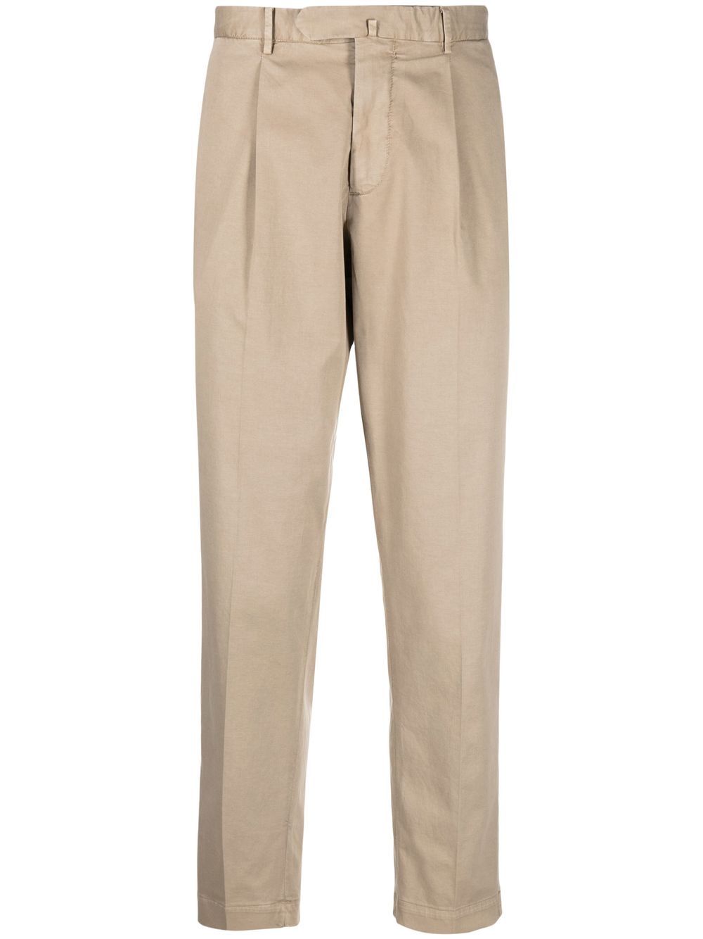 Stretch-cotton tapered trousers - Neutrals