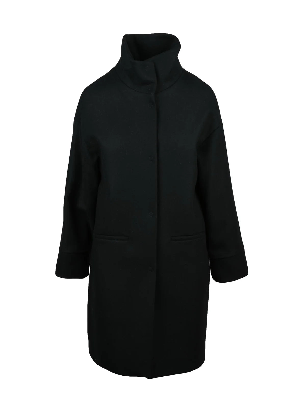 Black Virgin Wool-Blend Coat