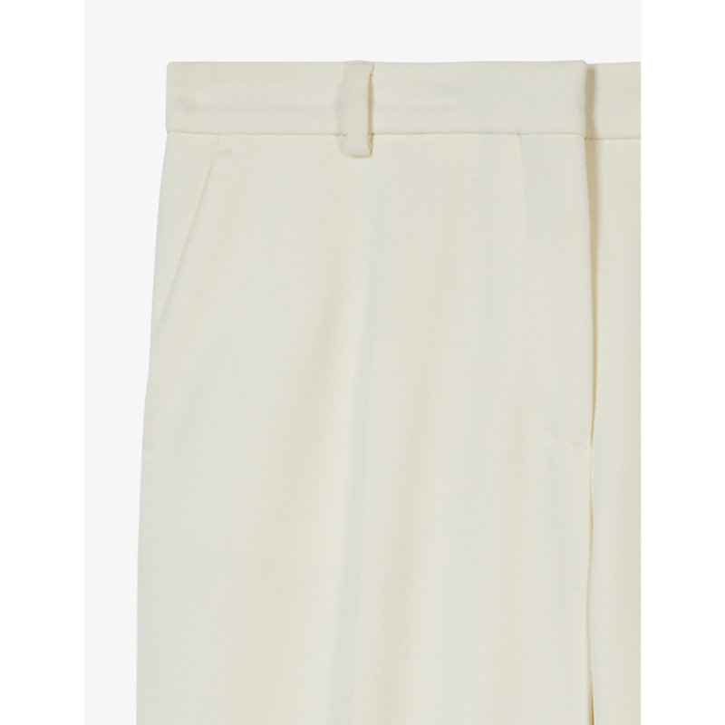 Womens Ecru Straight-leg High-rise Stretch-woven Trousers 6