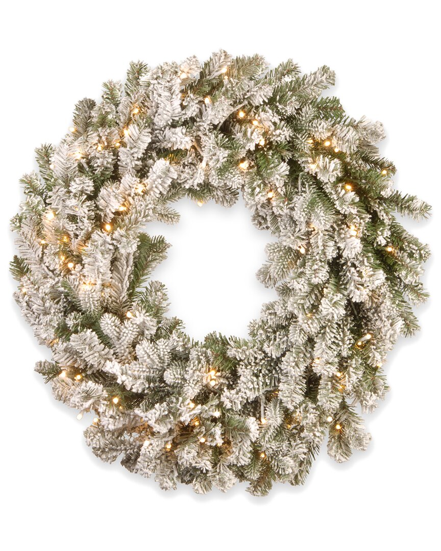 24in Snowy Sheffield Spruce Wreath With Twinkly Led Lights