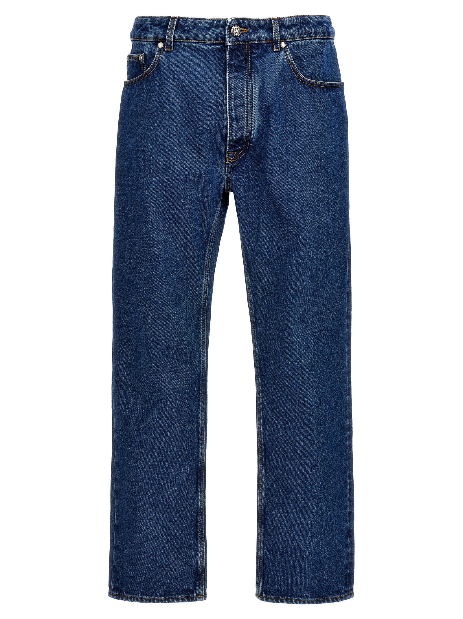 Straight-Leg Denim Jeans — Blue