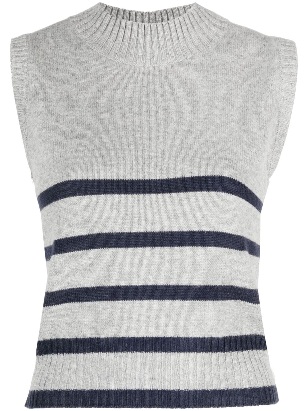 Striped cashmere vest - GREY