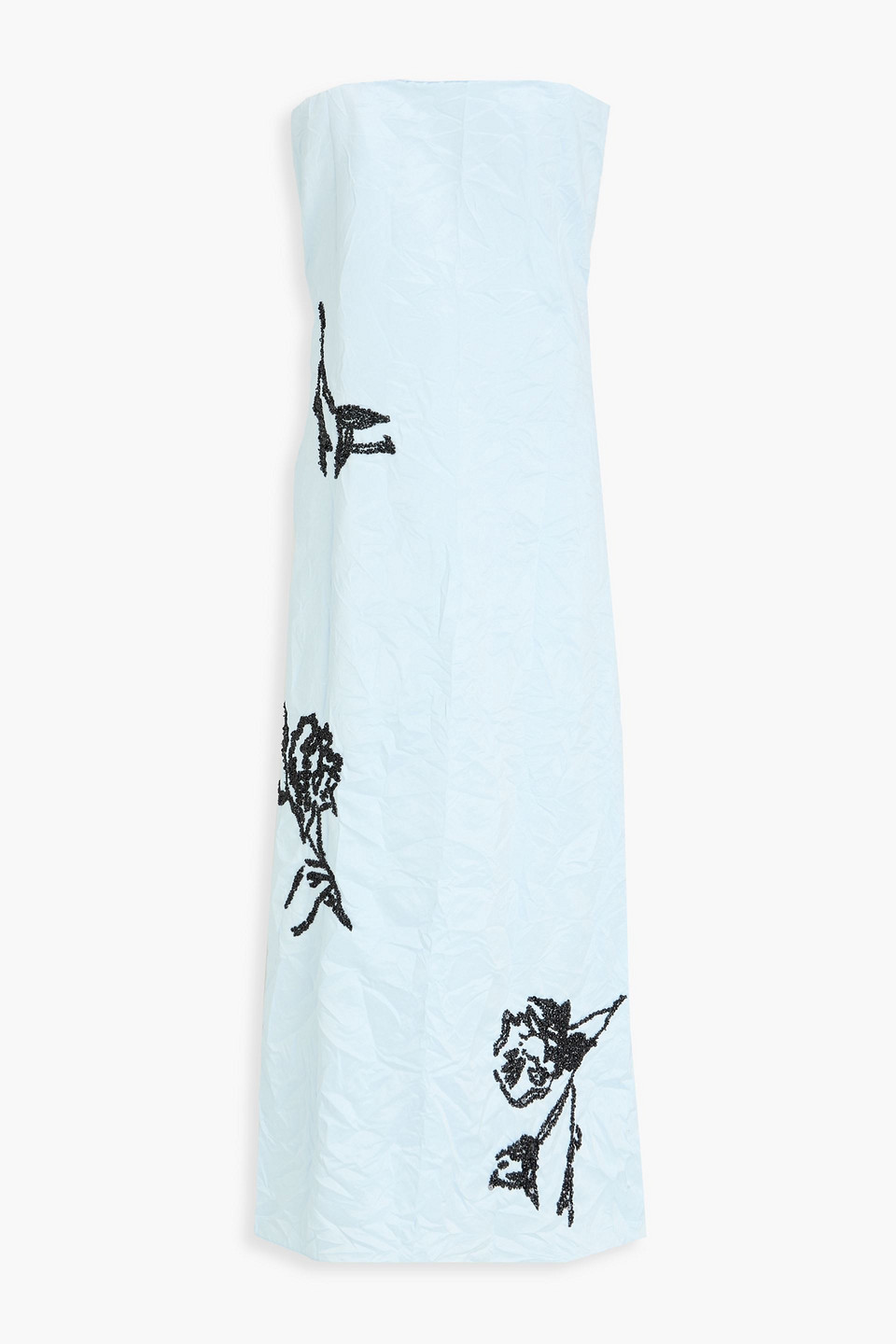 Strapless embellished crinkled-satin midi dress - Blue - UK 6