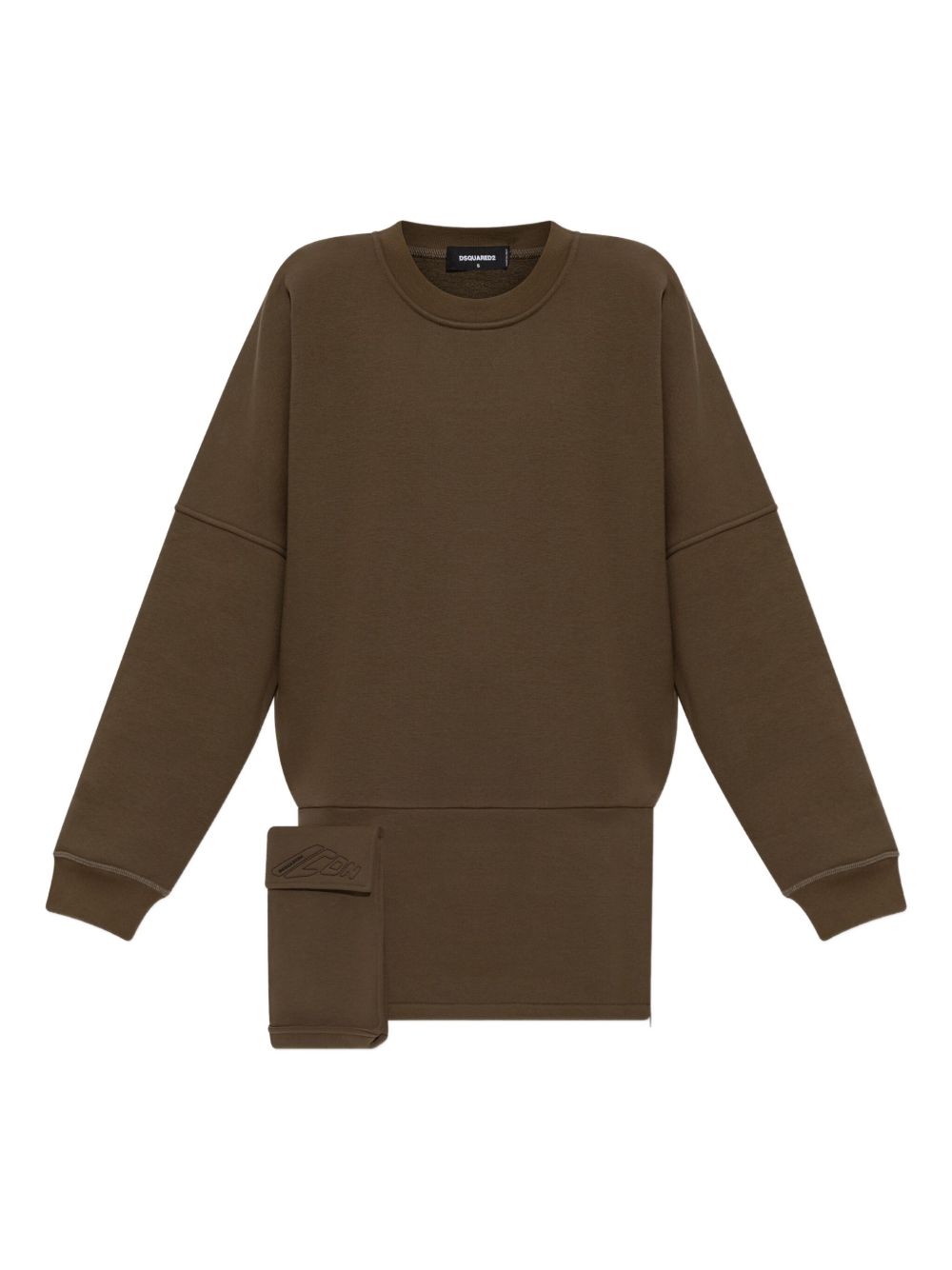 Asymmetric-hem sweatshirt dress - Green