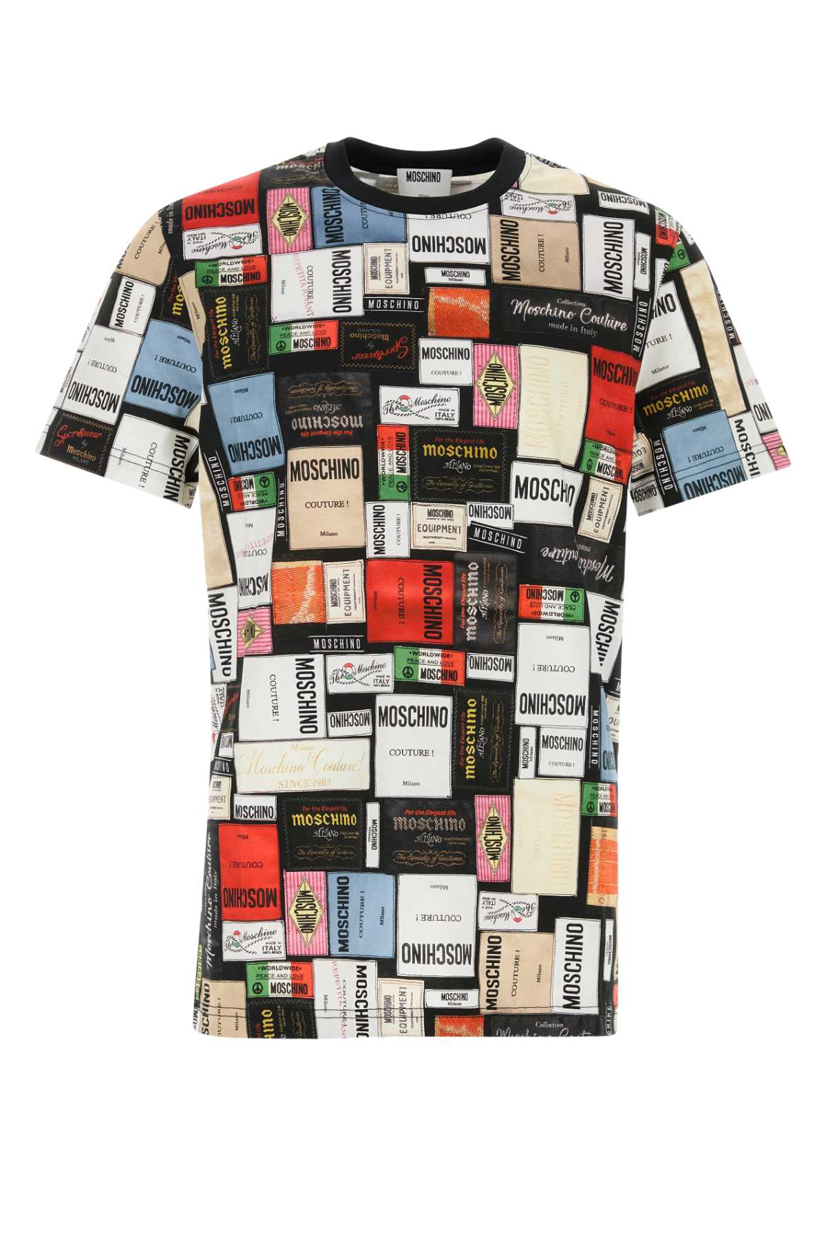 Logo-Collage Print Cotton T-Shirt — Multicolor