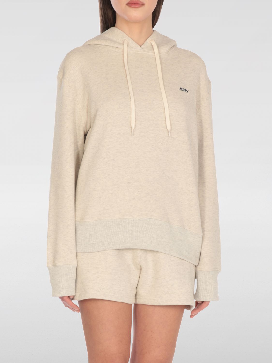 Logo-embroidered hoodie - Neutrals
