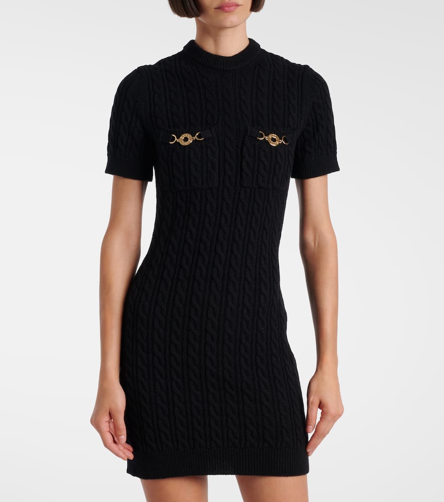Cable-knit wool and cashmere minidress