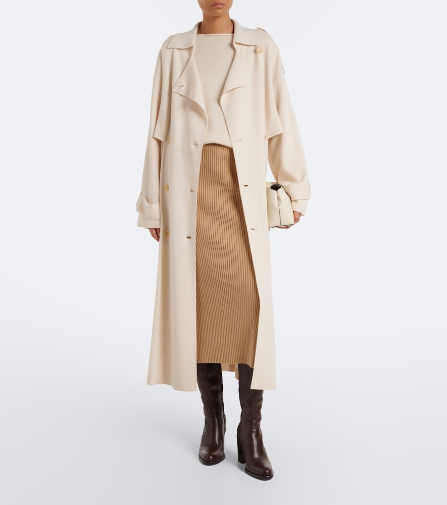 Virgin wool and cashmere midi skirt