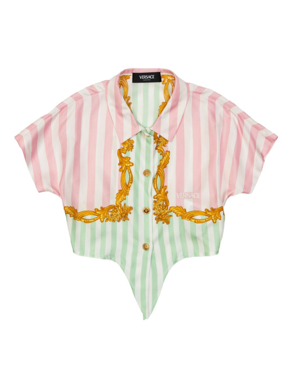 Striped embroidered cropped shirt - Pink