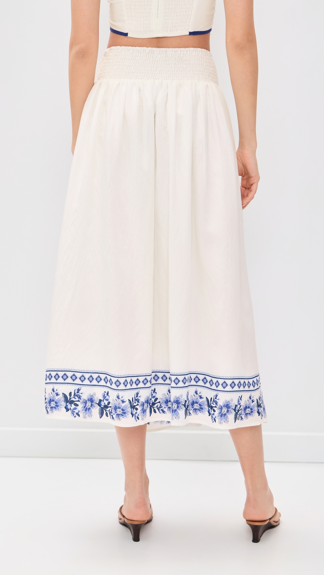 Floral Midi Skirt Off White Multi