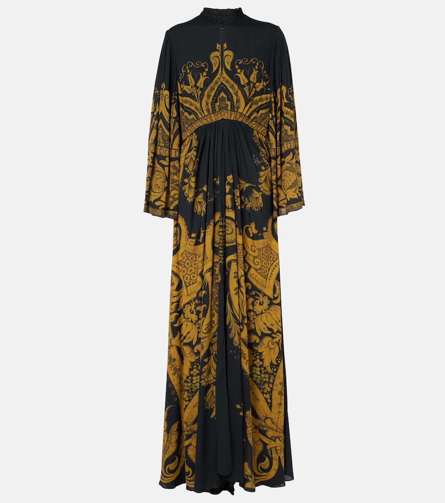 Printed crêpe jersey gown