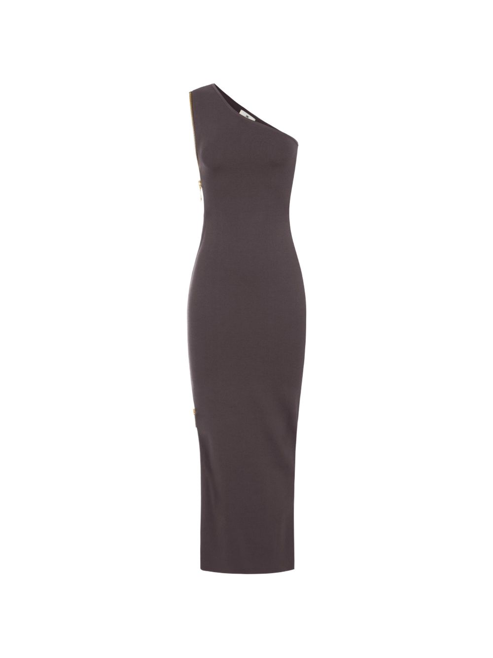 One-Shoulder Dress — Brown
