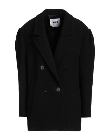 Msgm Woman Coat Black Size 2 Virgin Wool