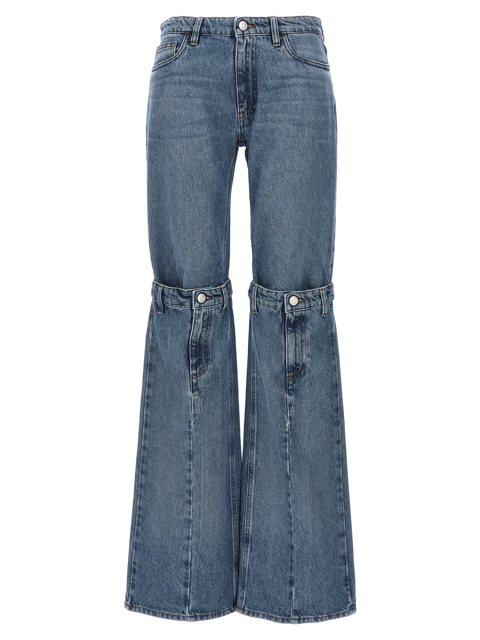 -Open Knee Jeans Blu-Donna