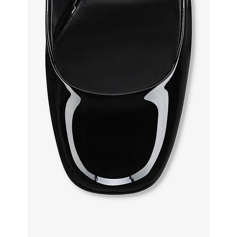 Womens Black Minny Sling 70 Patent-leather Heeled Courts