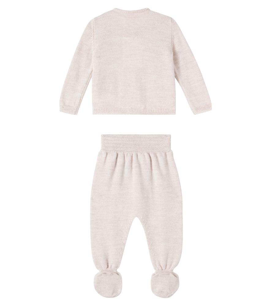 Baby argyle virgin wool cardigan and pants set