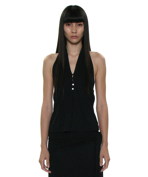 PWC Button-Up Jersey Halter Neck Top