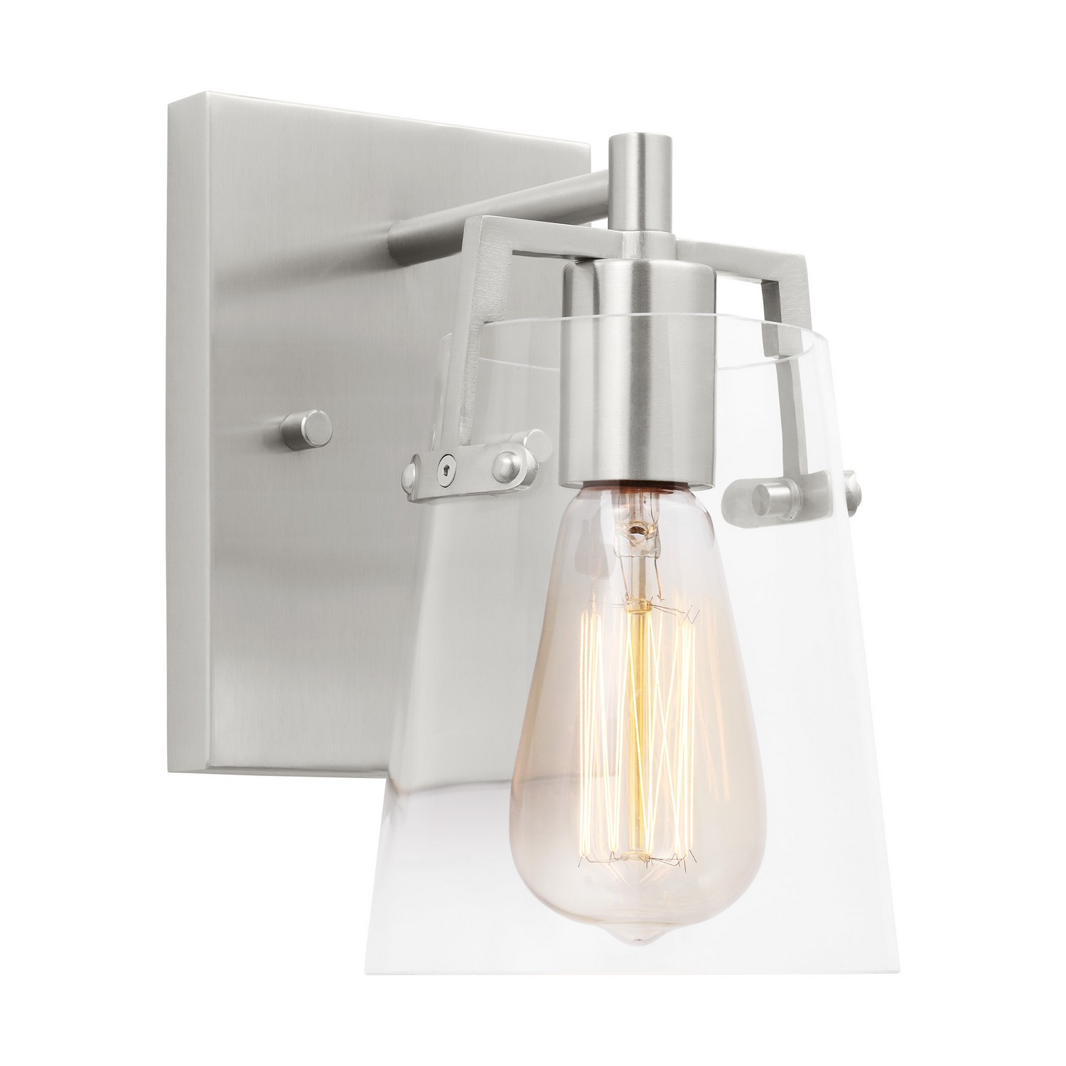 Brushed Steel One Light Wall Sconce from the Crofton Collection
