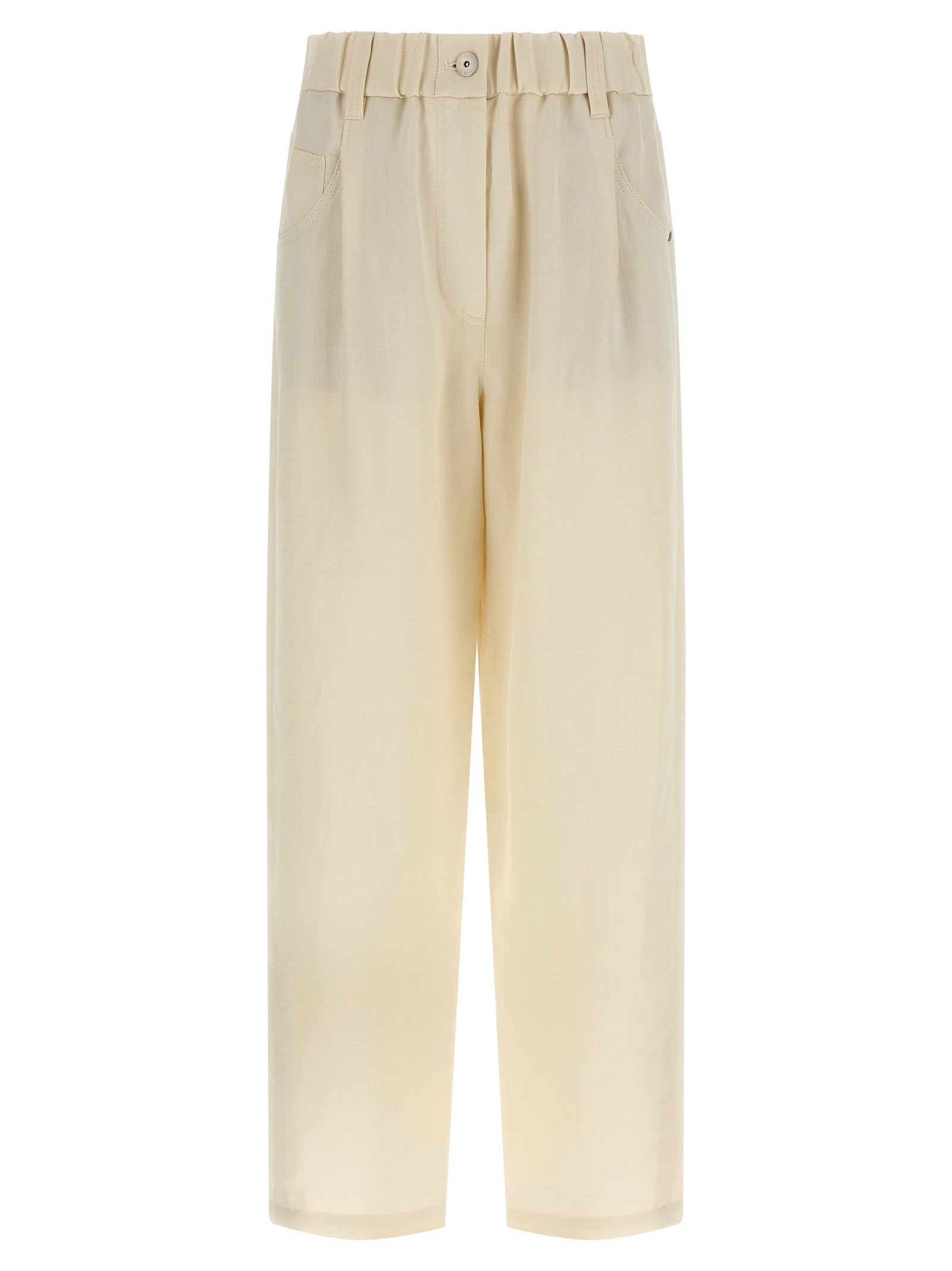 Linen Blend Trousers — Cream