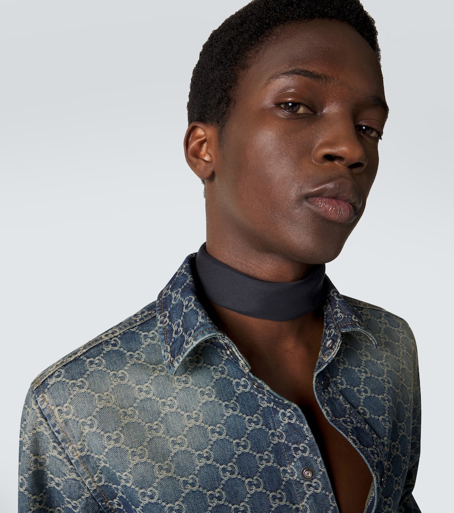 Web Stripe cotton and silk scarf