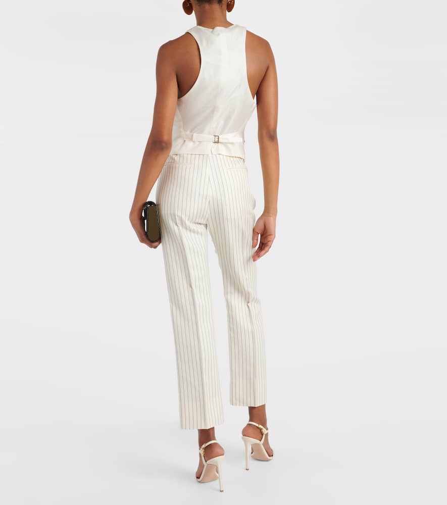 Pinstripe wool and silk-blend vest