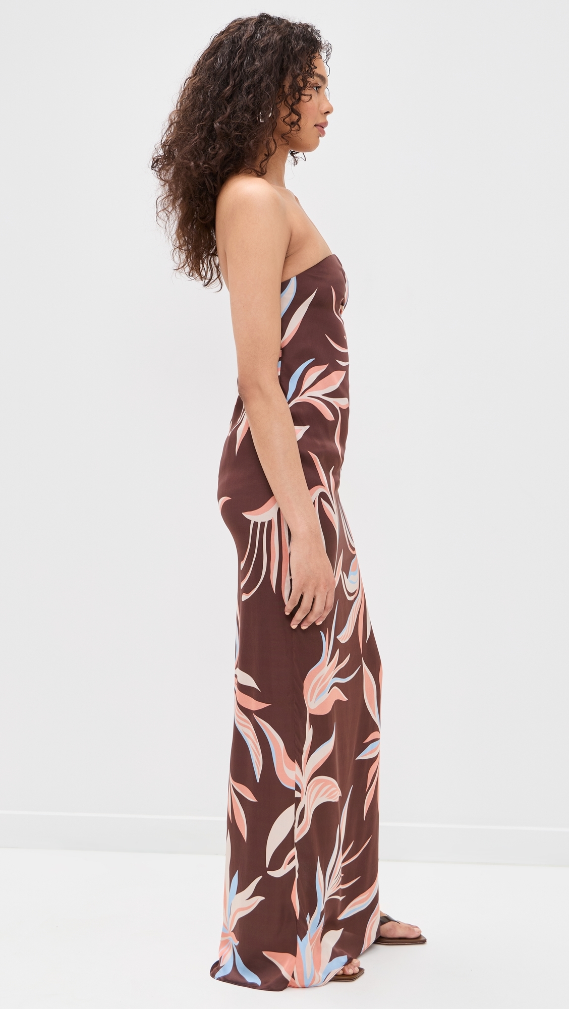 Tube Ruched Maxi Dress Brown