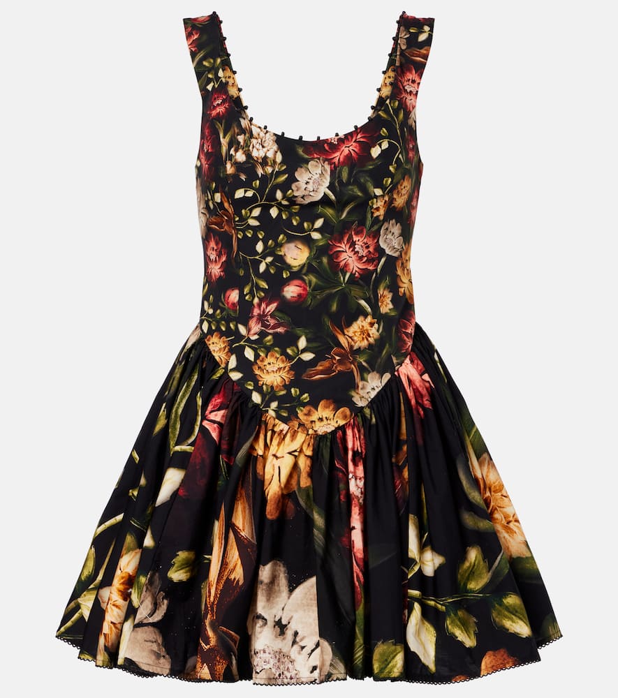 Pluma floral cotton minidress