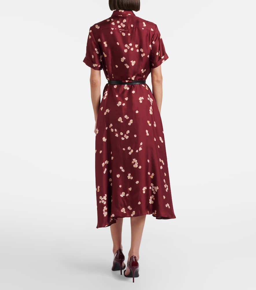 Printed belted silk shirt dress