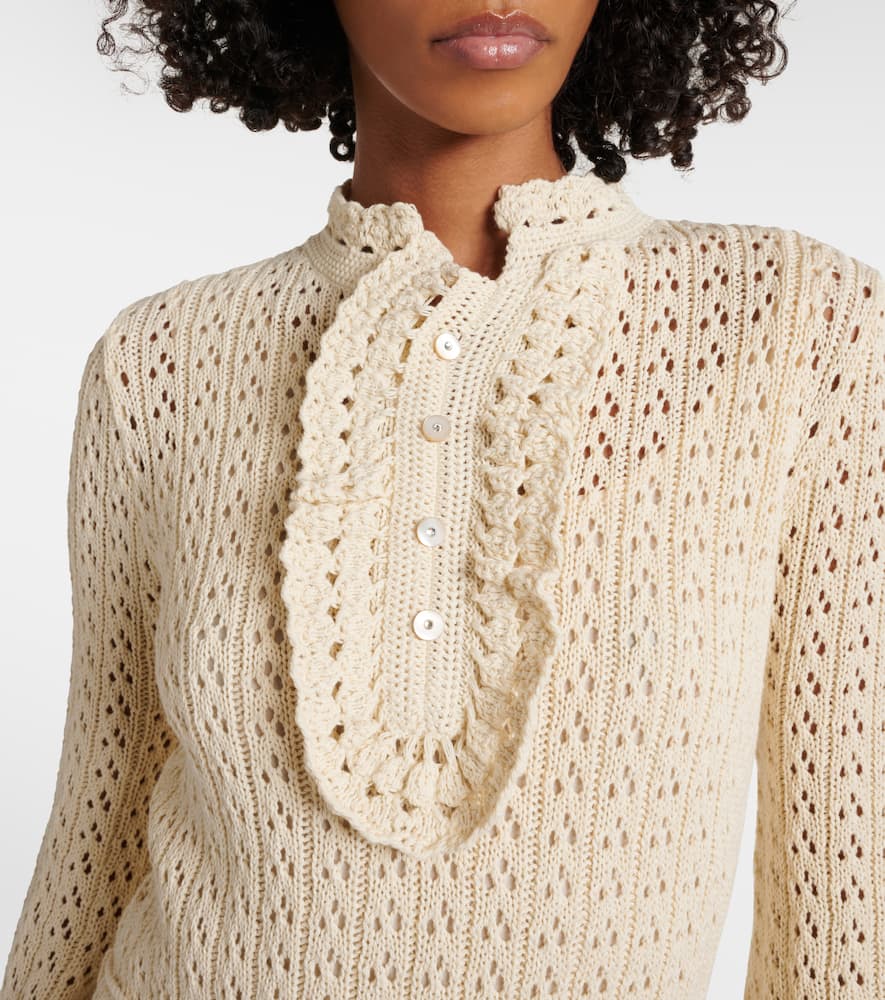Valentino Open-knit cotton minidress