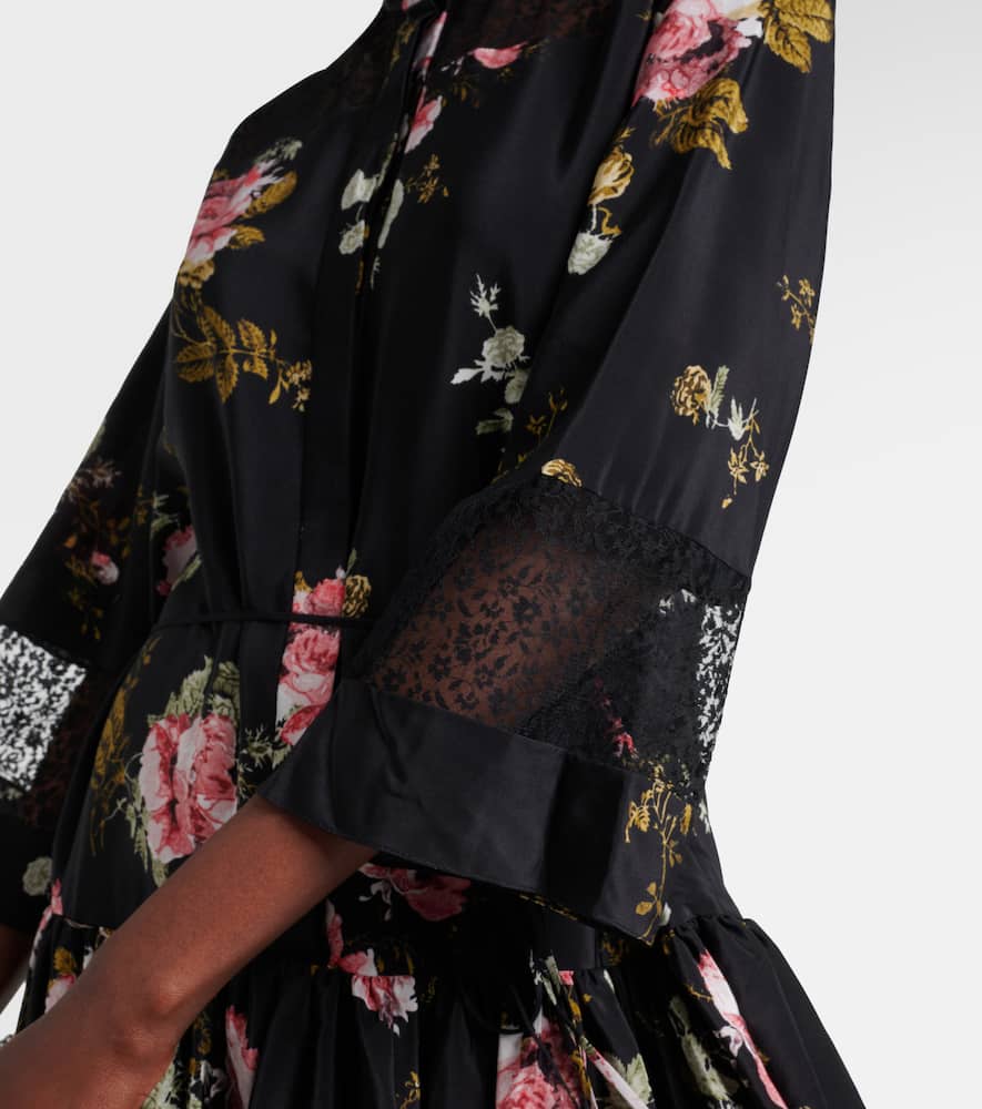 Floral silk crêpe de chine minidress