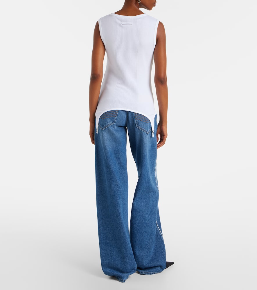 Ribbed-knit cotton jersey tank top