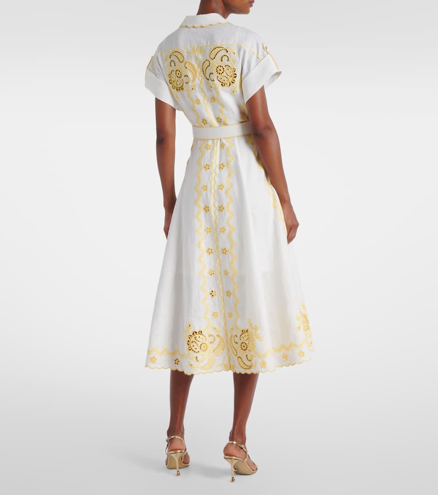 Lucky embroidered linen midi dress