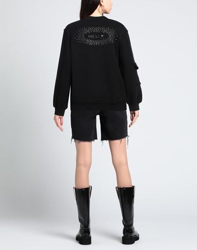 M. c.u. Marco Cassese Union Woman Sweatshirt Black Size L Cotton, Swarovski Crystal