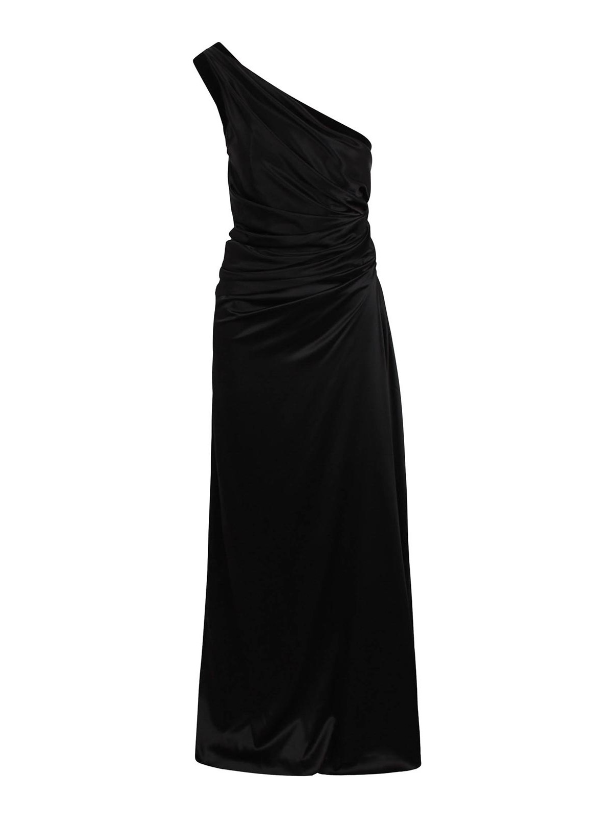 Asymmetrical Draped Satin Long Dress