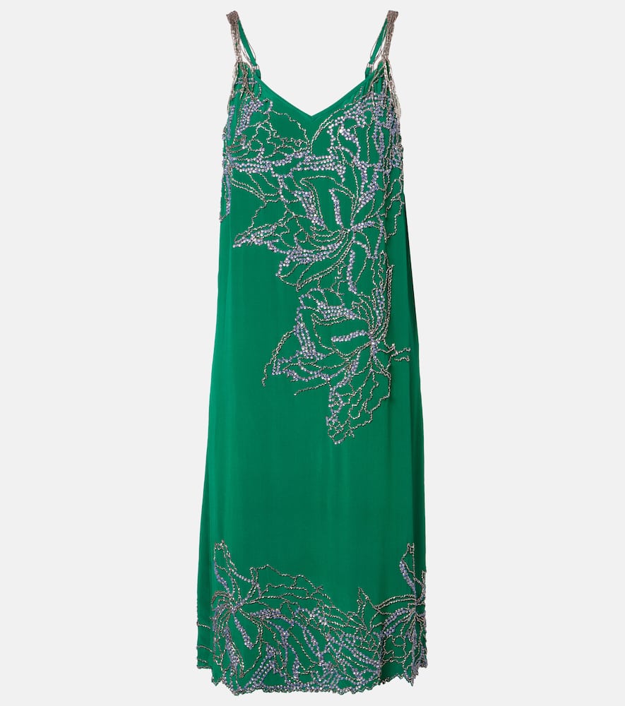 Beaded silk slip dress
