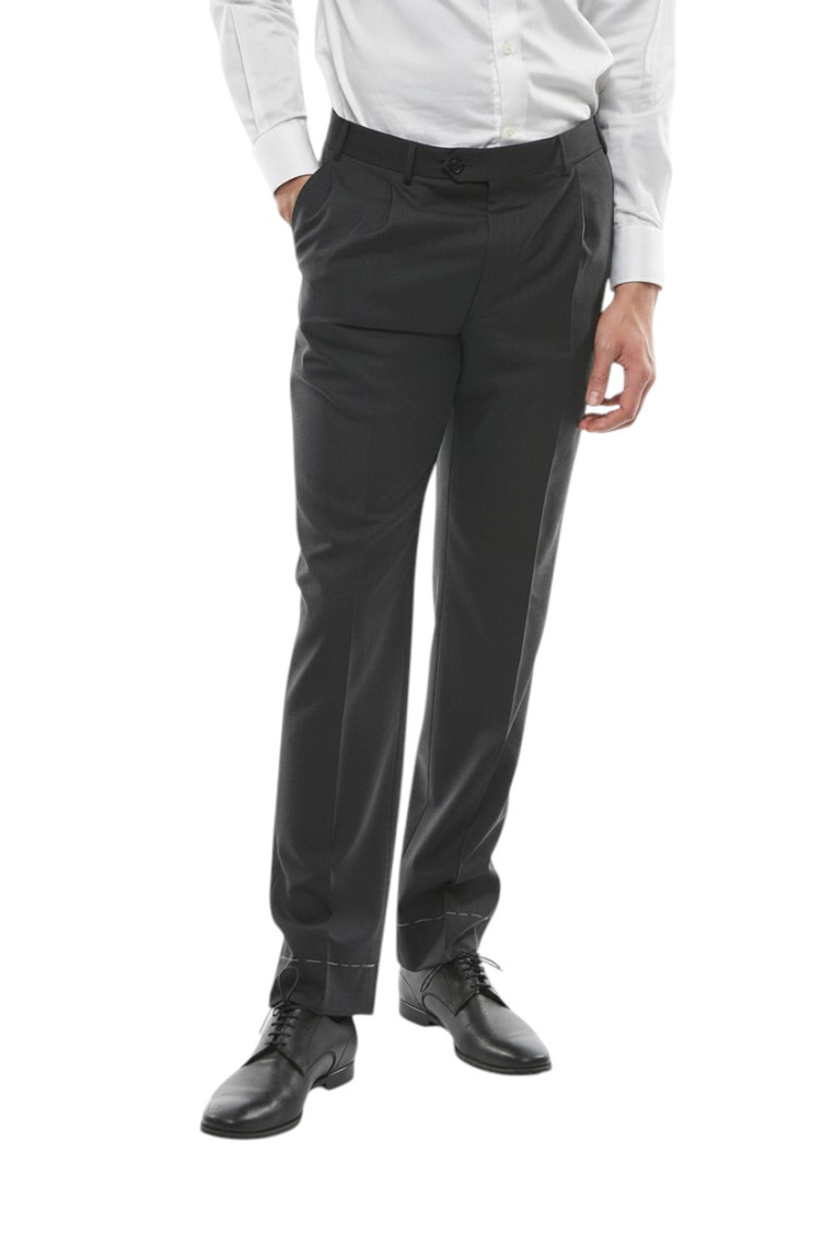 Grey Solid Regular Trousers