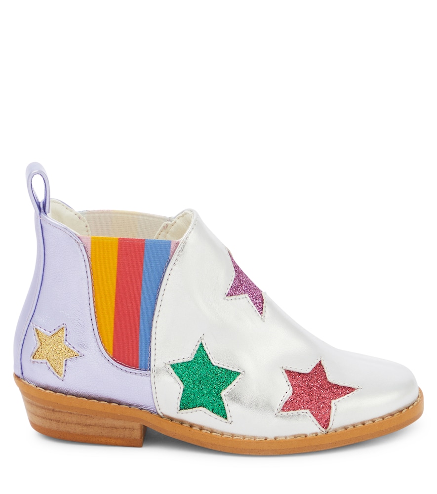 Appliqué faux leather boots
