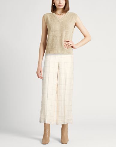 Easy Woman Pants Cream Size 6 Linen