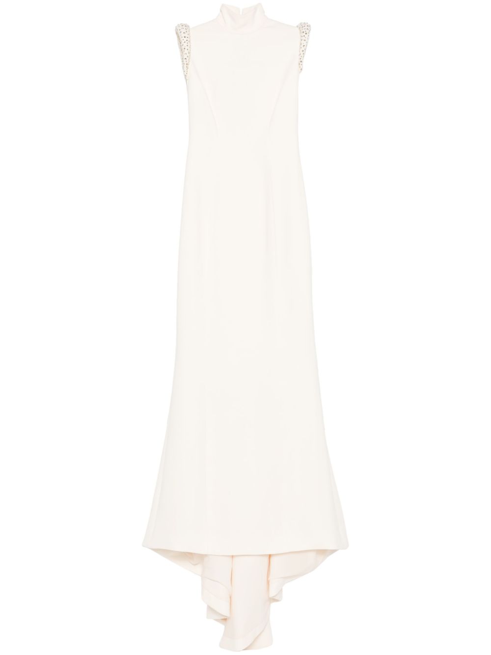 Crystal-embellished crepe dress - White