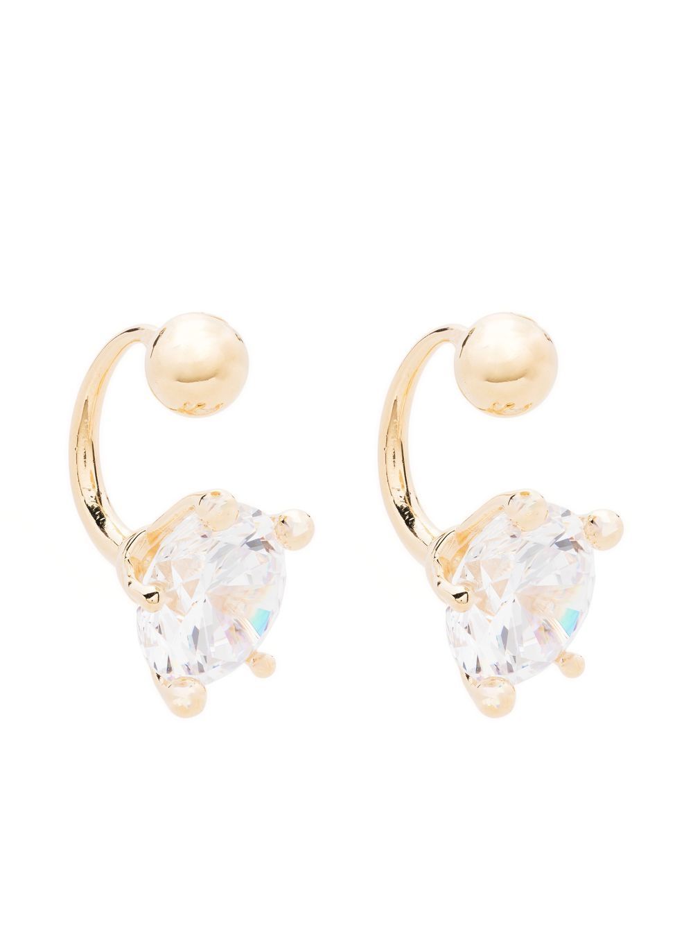 Crystal half-hoop earring - Gold