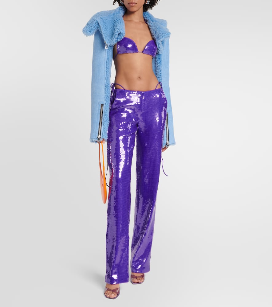 Sequined halterneck bra top
