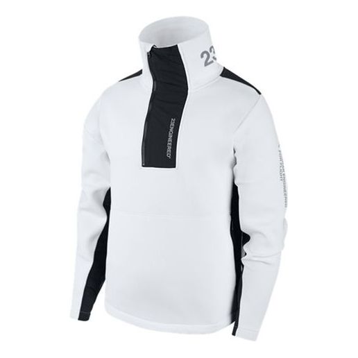 Air 23 Engineered Stand Collar Knit Contrasting Colors Half Zipper White