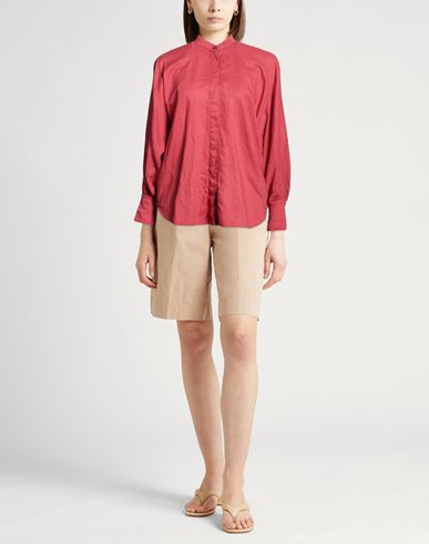Woman Shirt Rust Size L Linen, Cotton