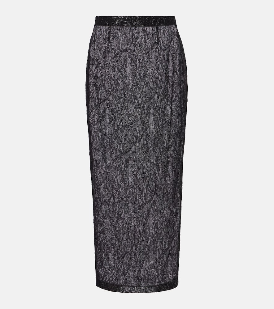 Floral lace midi skirt