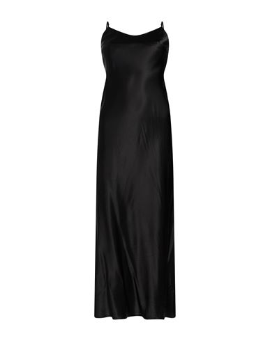 Woman Maxi dress Black Size L Silk, Elastane