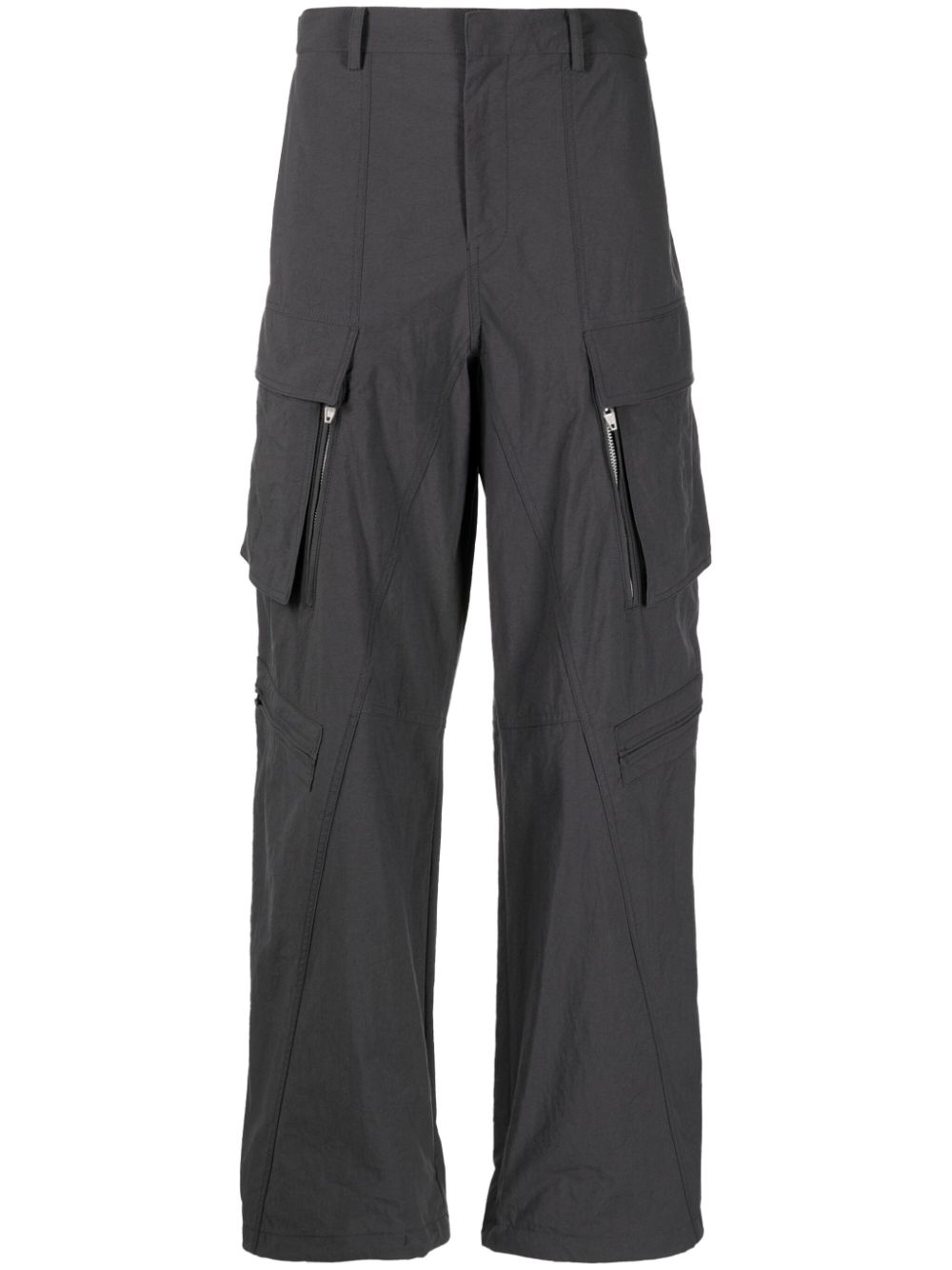 Mid-rise wide-leg cargo trousers - Grey