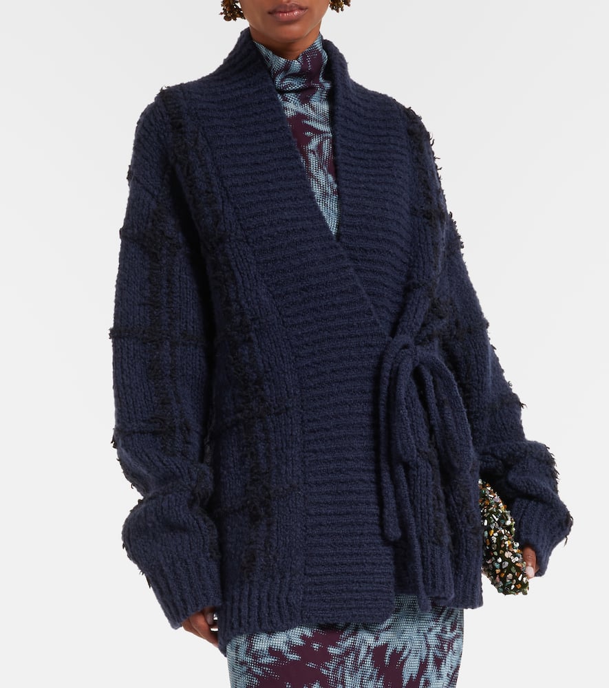 Checked wool cardigan
