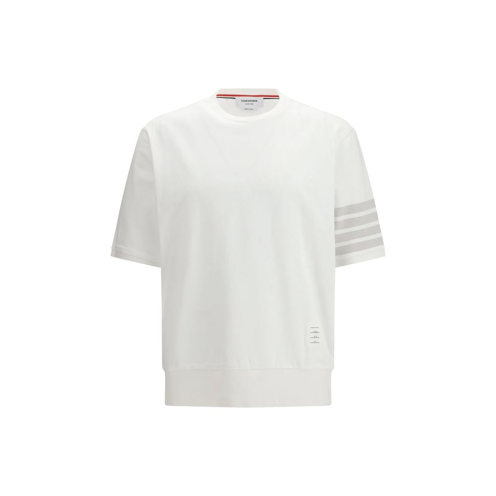 4-Bar Striped Cotton T-Shirt — White
