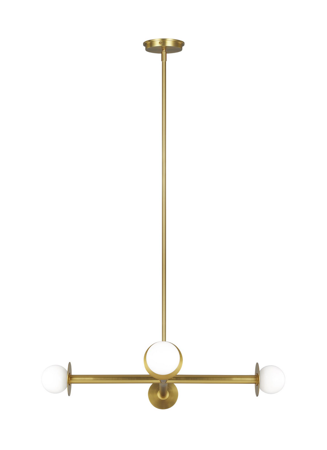 Visual Comfort Studio Nodes 4-Light Chandelier in Burnished Brass And Milk Glass by Kelly Wearstler