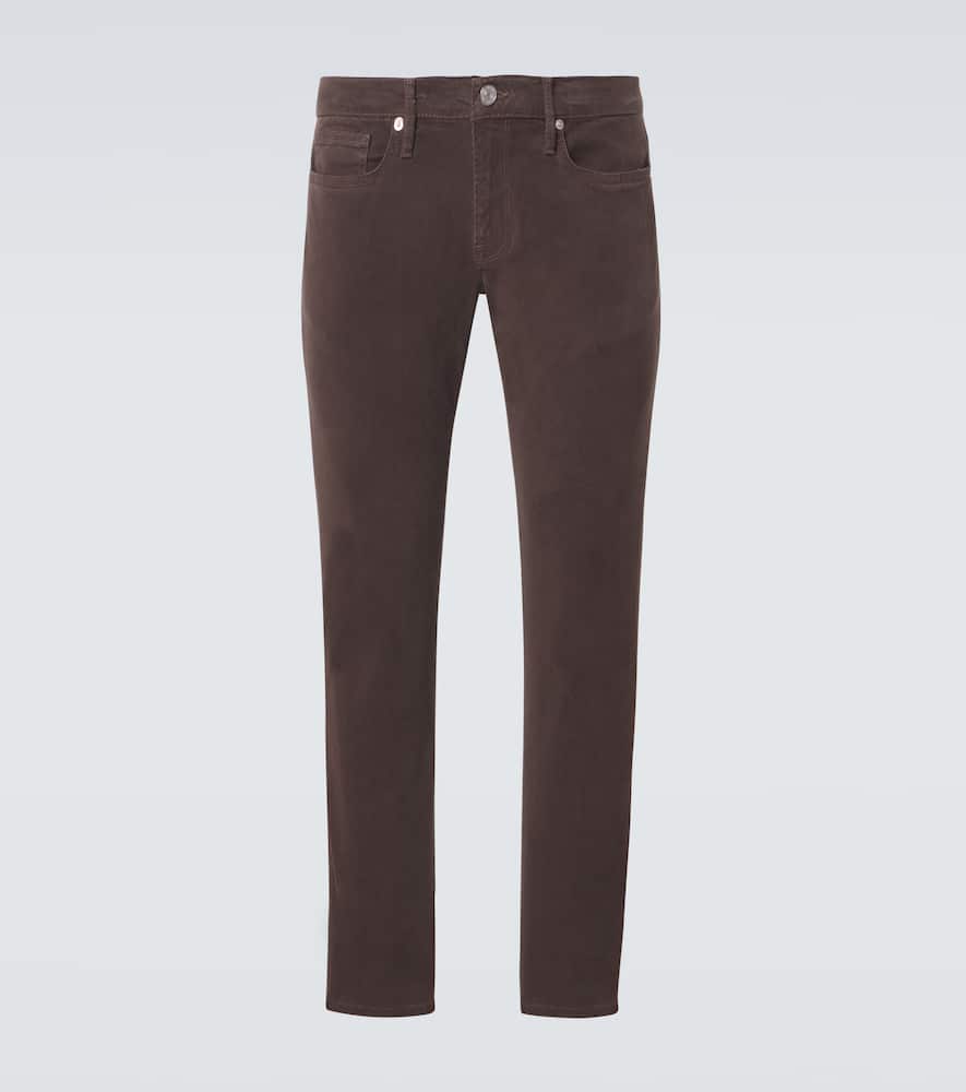 Mid-rise twill slim pants